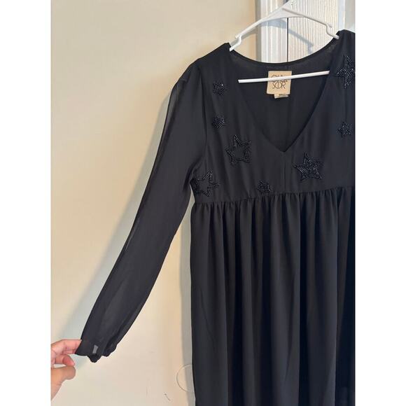 Chaser beaded star black maxi dress sz M - Picture 4 of 16